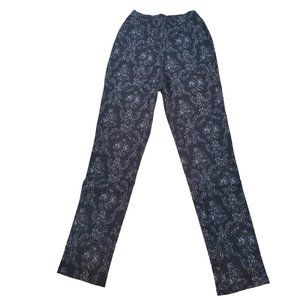 Isaac Mizrahi Women's Black Stretch Damask Printed Slim Leg Pants Size 0
